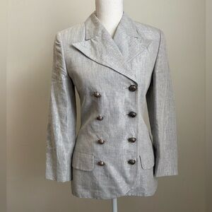 Vintage 1990s Gianni Versace Versus Double Breasted Linen Blazer Jacket Size 0-2